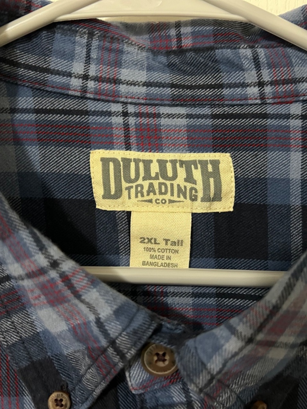 Duluth Trading Co. Men's 2XL Tall Plaid Flannel Shirt Long Sleeve Cotton - Picture 2 of 13